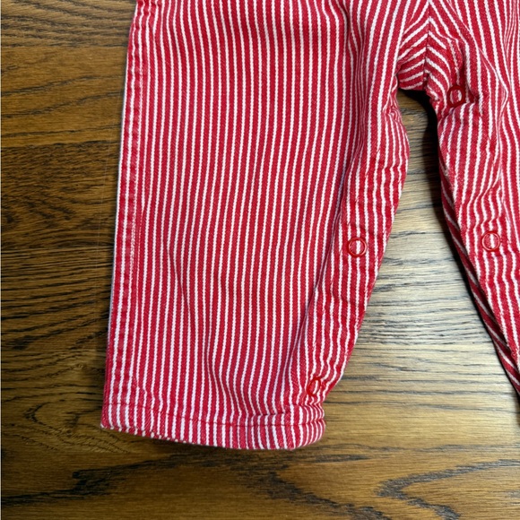 Vintage Made In USA OshKosh B'gosh Red Striped Kids Overalls Size 18 Months - Picture 8 of 15